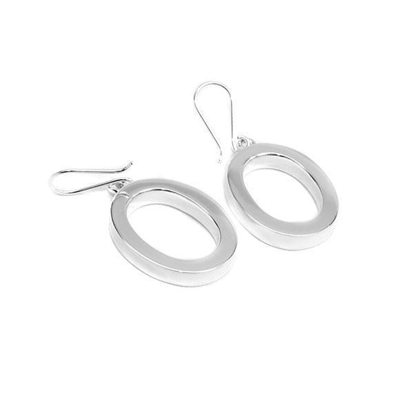German Silver Oval Cut-Out Earrings