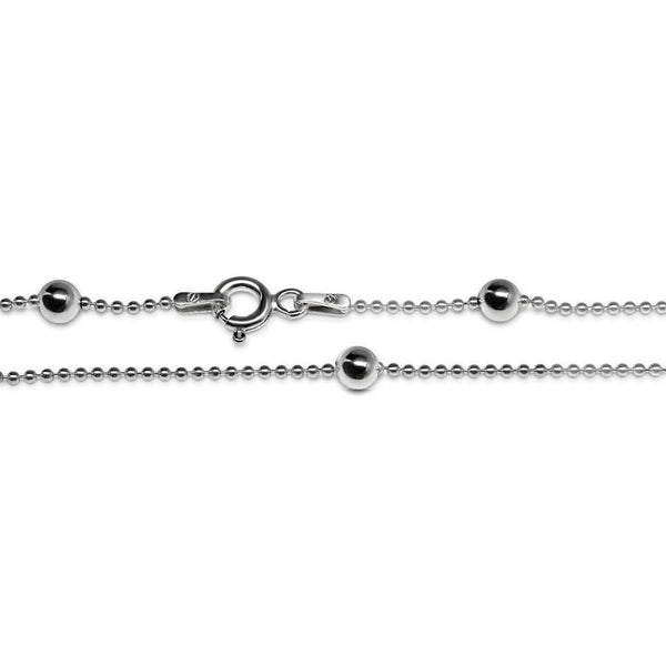 Sterling Silver 4MM Bead Station Beaded Anklet