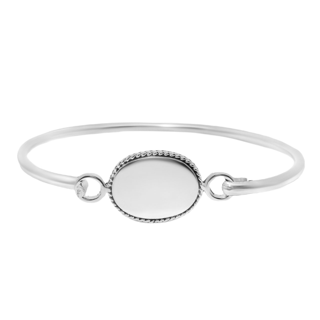 German Silver Engravable Oval Rope Trim Bangle
