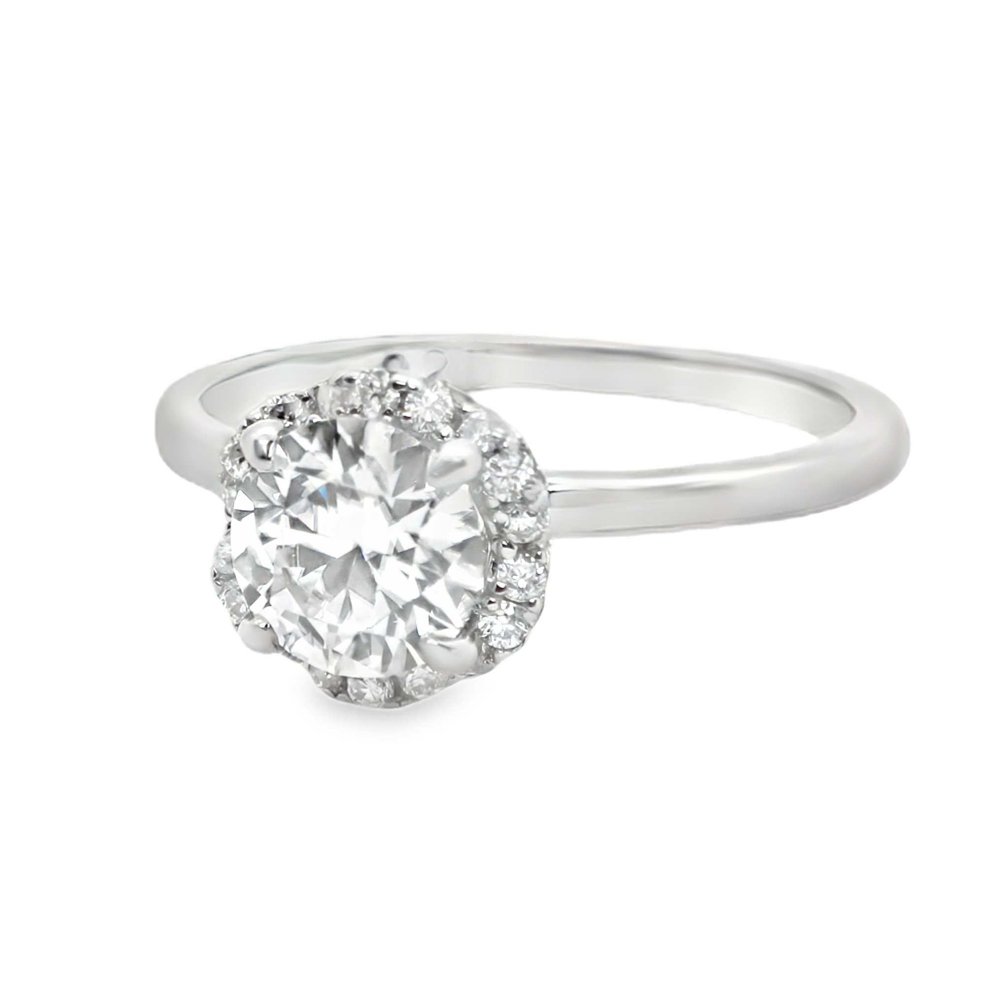 Sterling Silver 0.8CT 6.0MM Moissanite Halo Engagement Ring