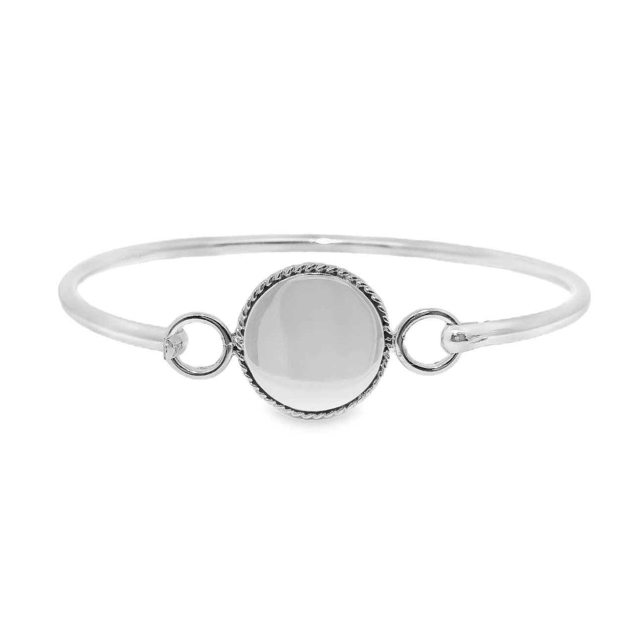German Silver Engravable Round Rope Trim Bangle