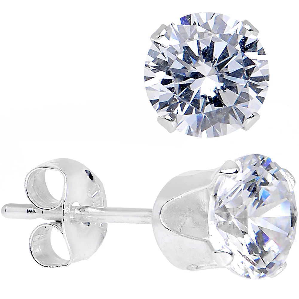 Sterling Silver Clear Round CZ Studs