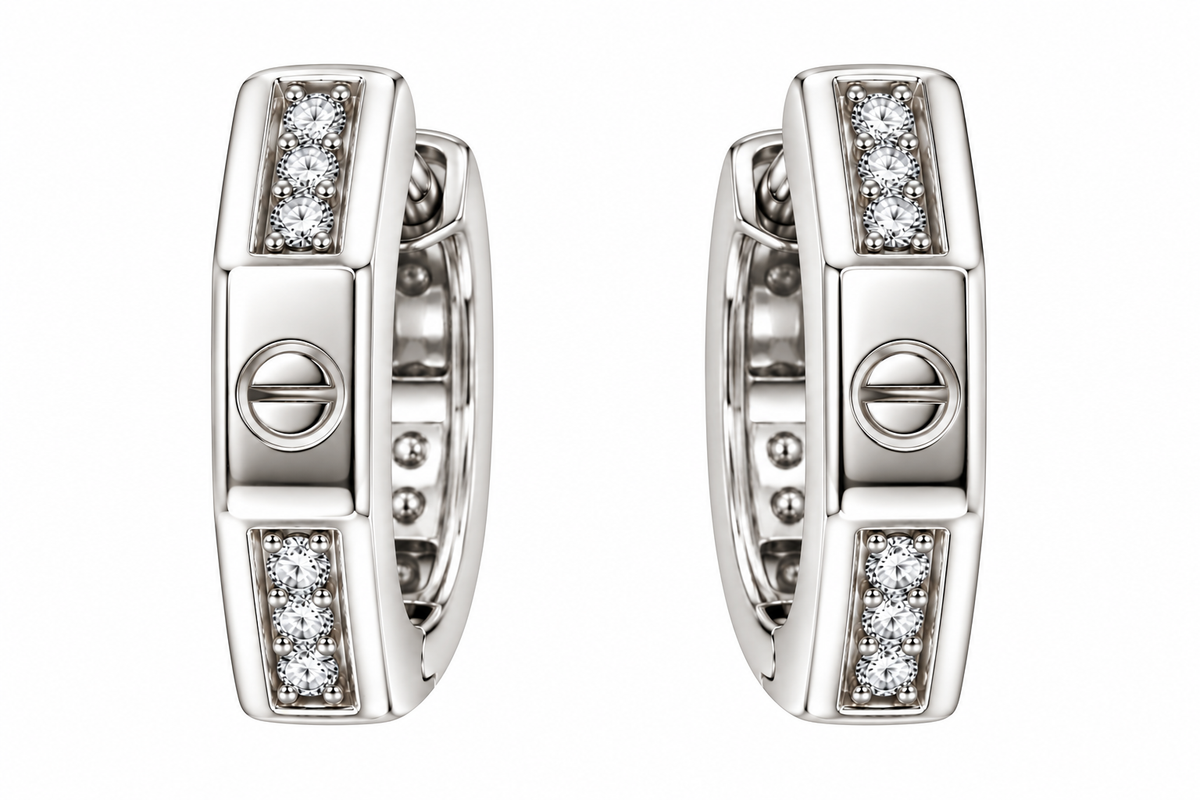 Sterling Silver Moissanite Octagonal Huggie Hoop Earrings - 0.3 CTW VVS D