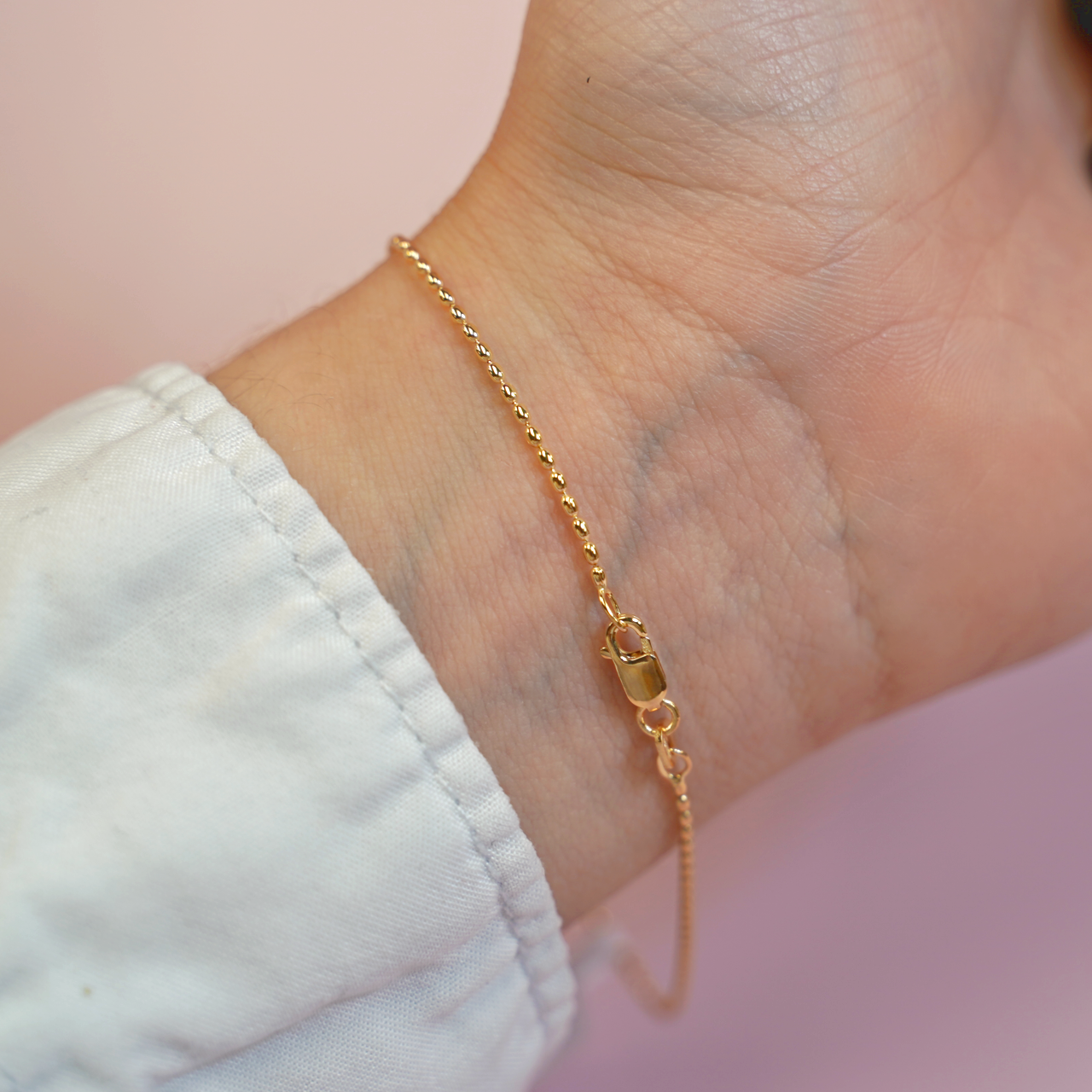 14K Gold Oval Rice Bead Chain 150 Gauge 1.5mm