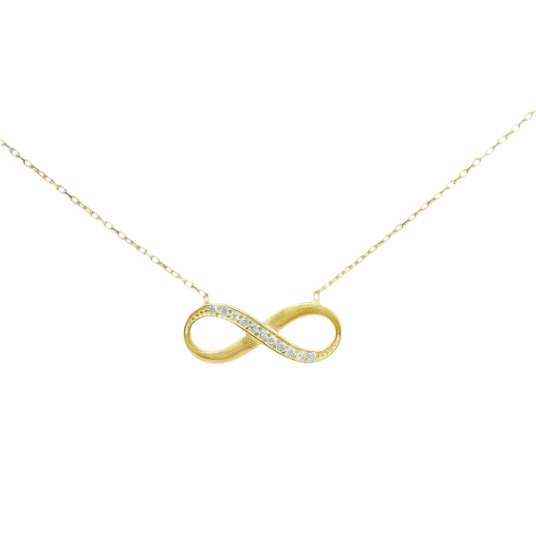 Sterling Silver Gold Plated CZ Infinity Necklace