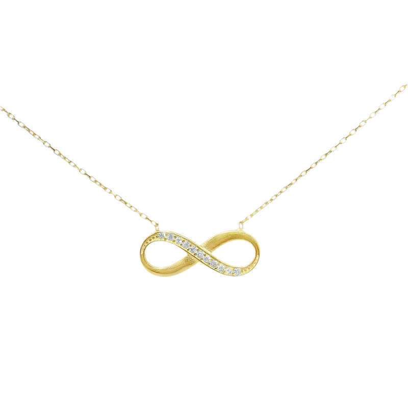 Sterling Silver Gold Plated CZ Infinity Necklace