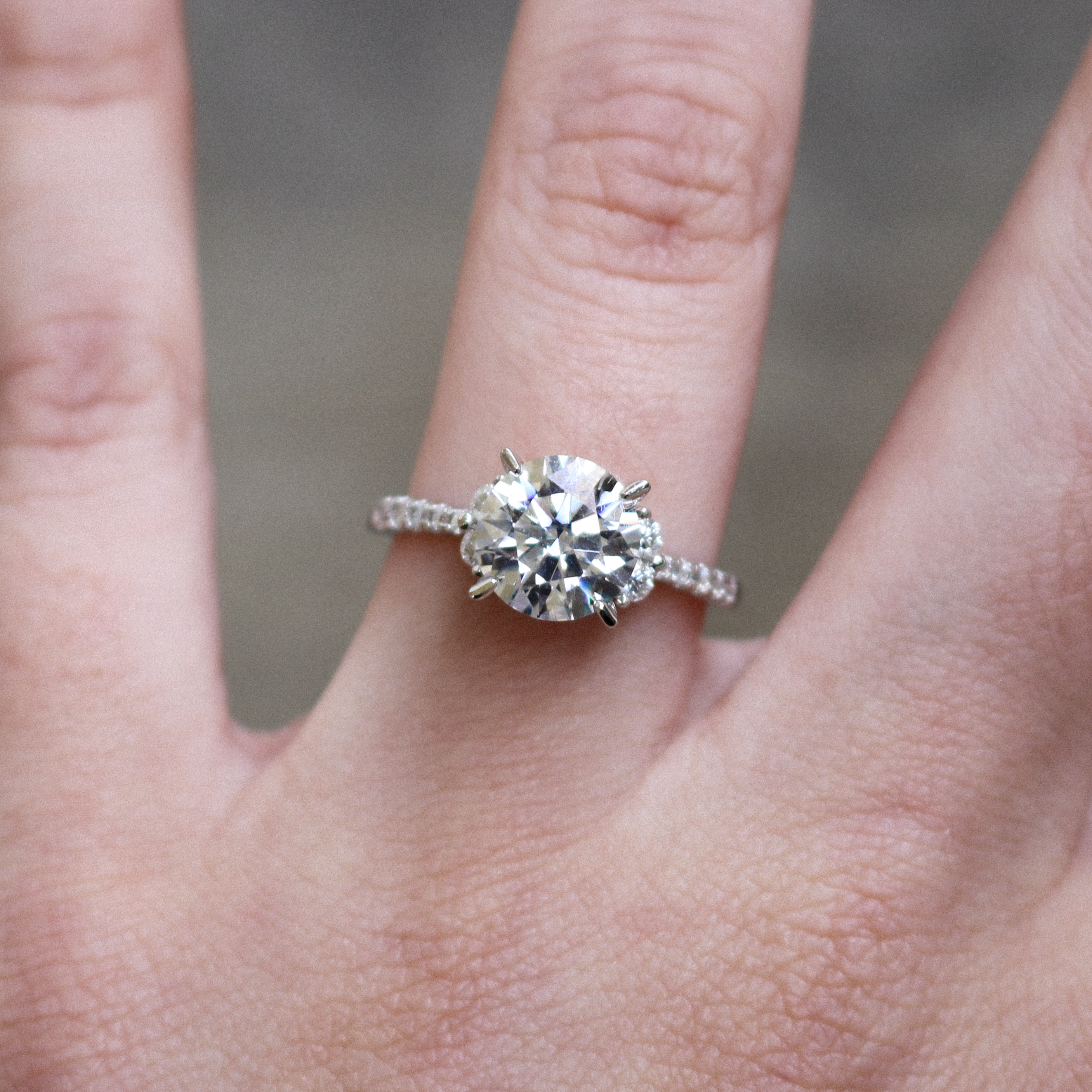 Sterling Silver 2.0CT 8.0MM Moissanite Engagement Ring