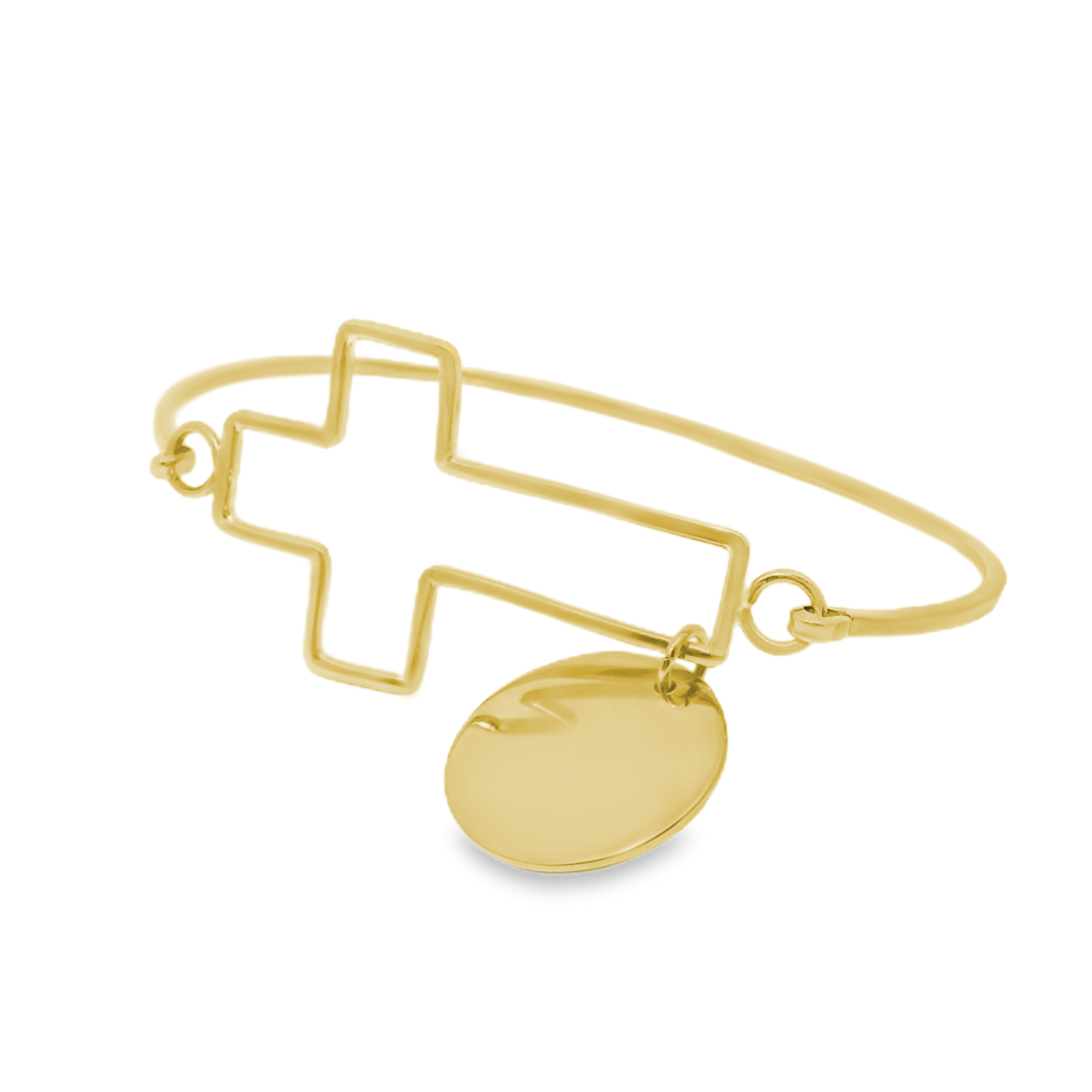 German Silver Engravable Cut-Out Cross Bangle