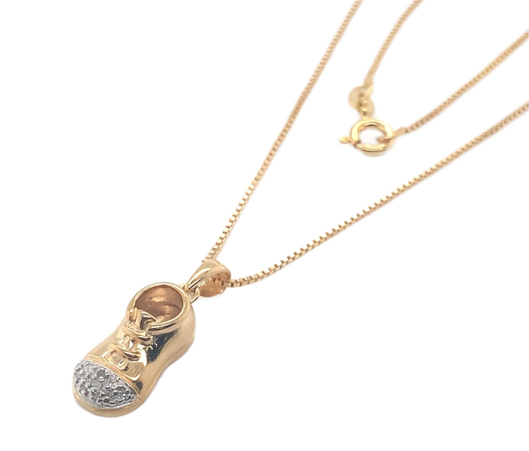 Sterling Silver Gold Plated Shoe Necklace