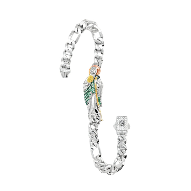 925 Mexican Sterling Silver Saint Jude Figaro Bracelet