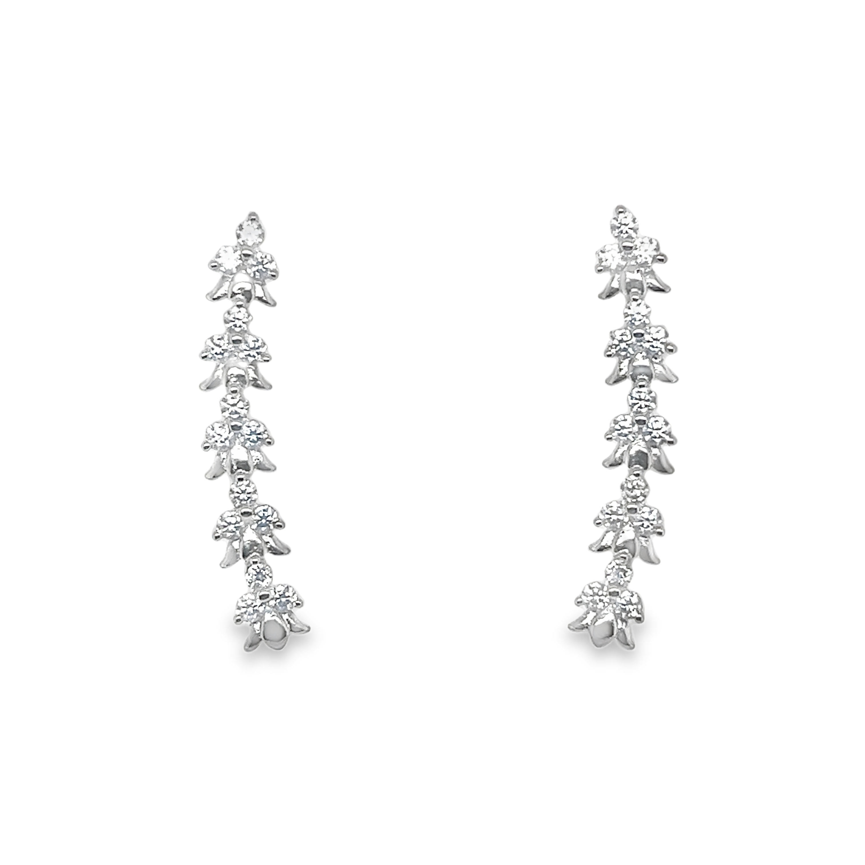 Sterling Silver CZ Cluster Flower Post Earrings