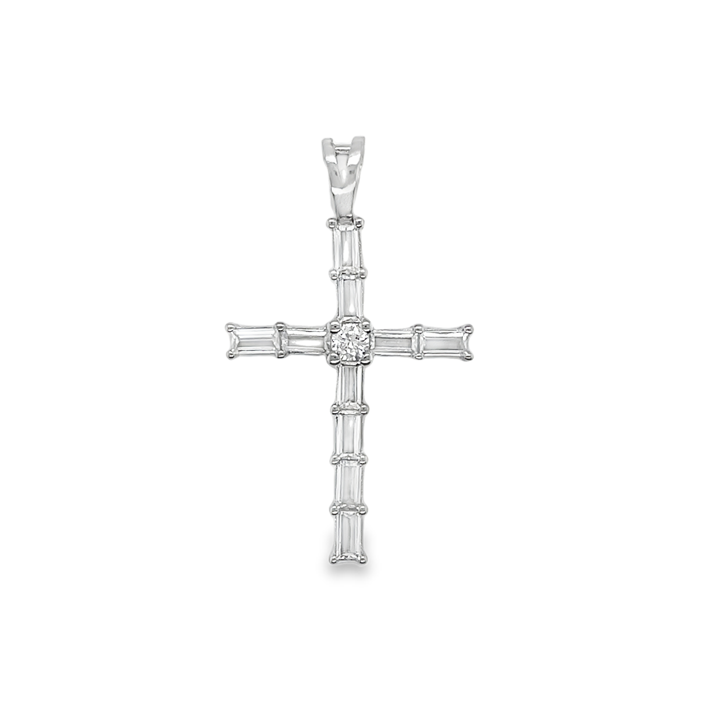 Sterling Silver Baguette Cross Pendant
