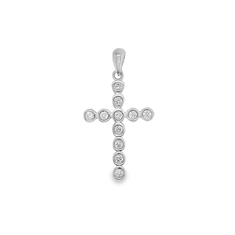 Sterling Silver CZ Bubble Cross Pendant