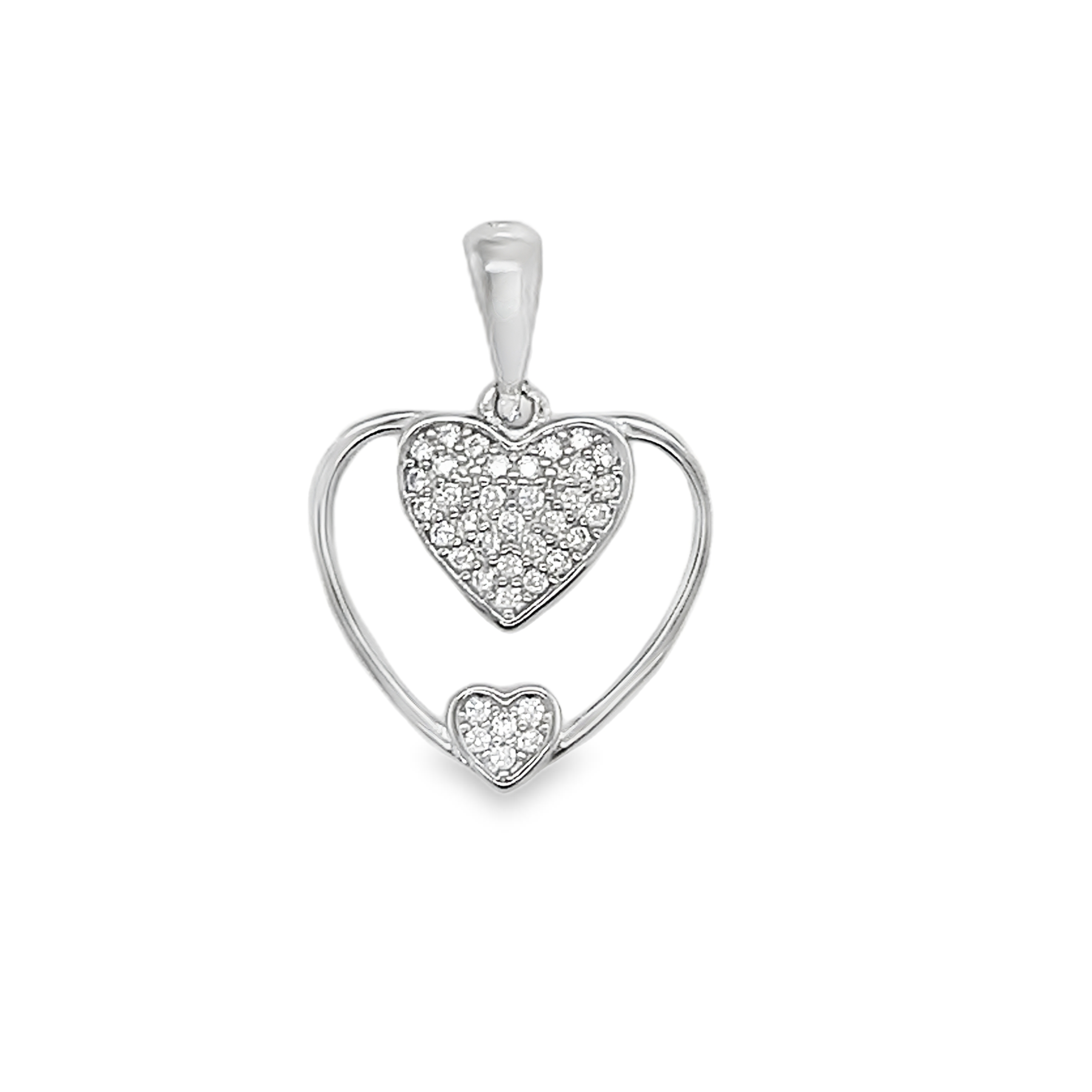 Sterling Silver CZ Heart Pendant