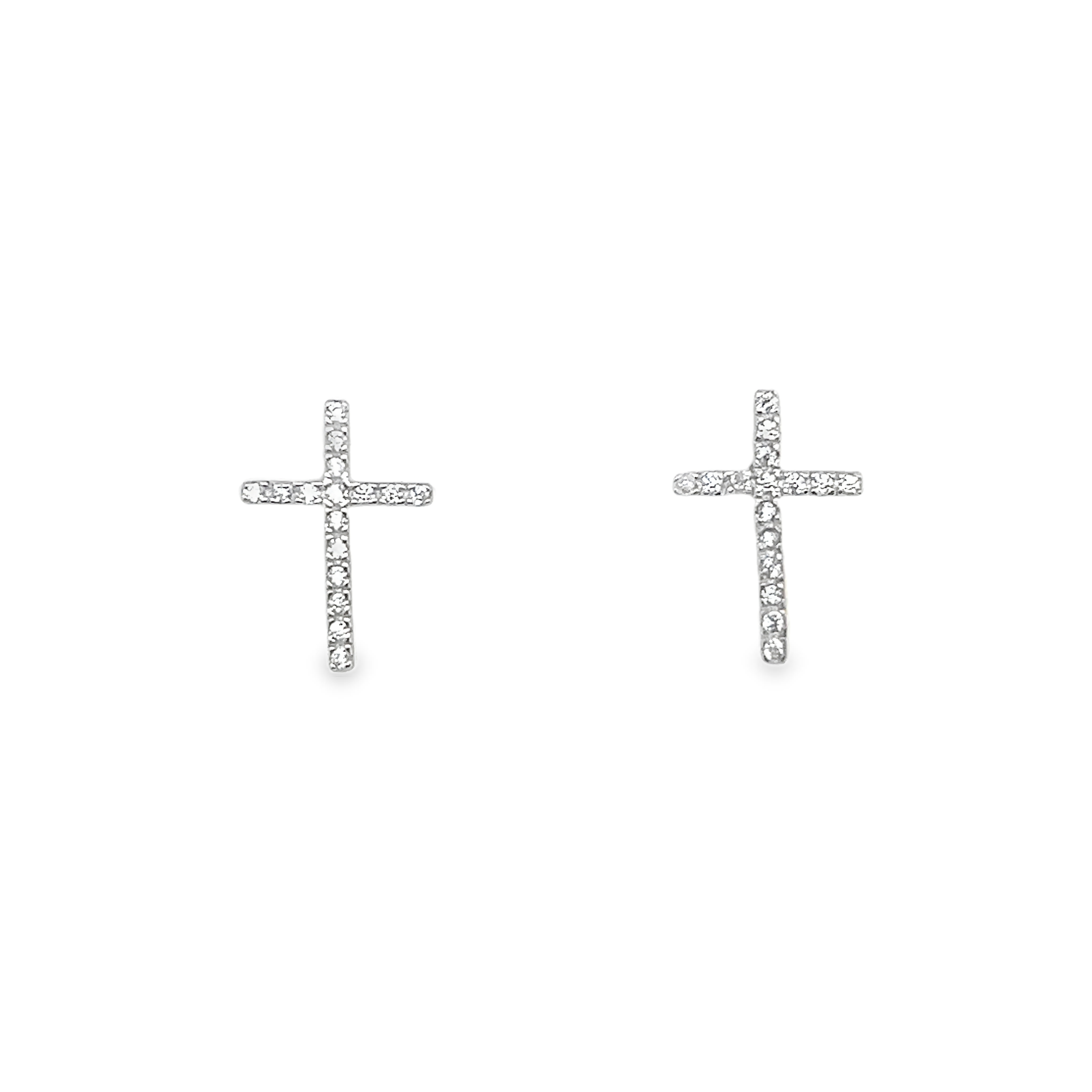 Sterling Silver CZ Cross Studs