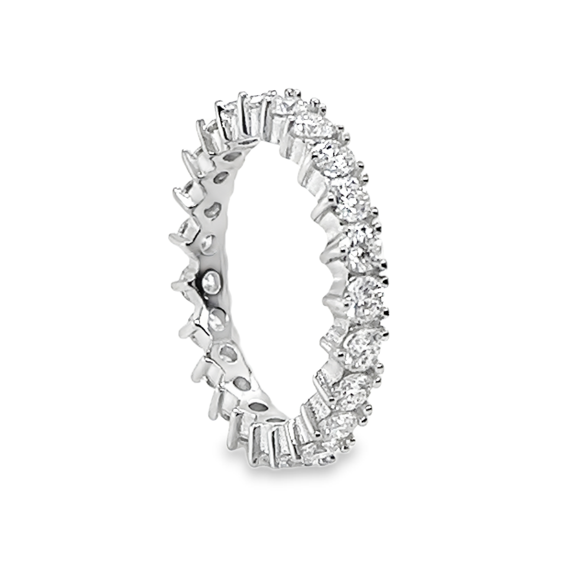 925 Sterling Silver And Moissanite Wedding Band 1.89 CTW, GRA Certified