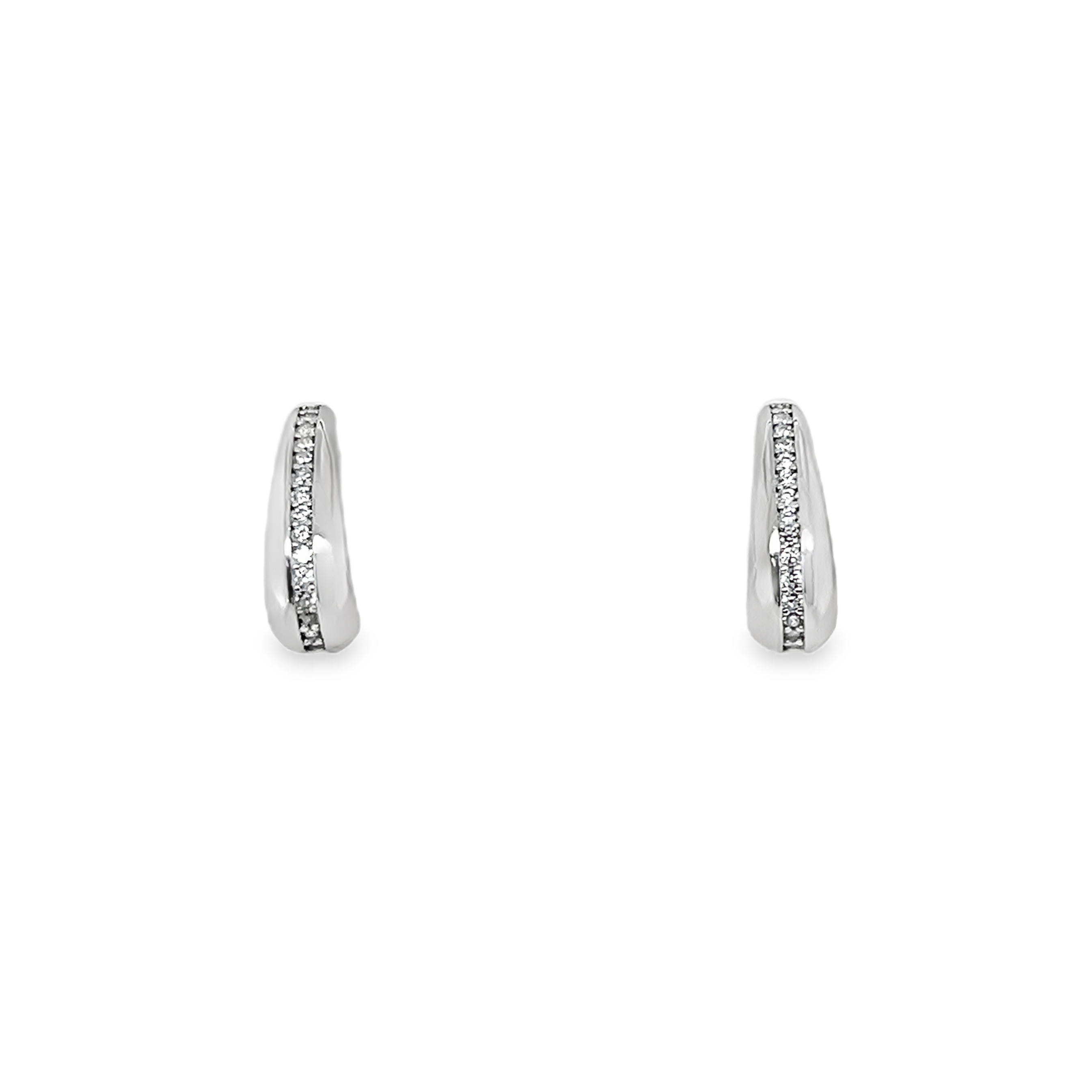 Sterling Silver CZ Teardrop Open Huggie Stud Earrings