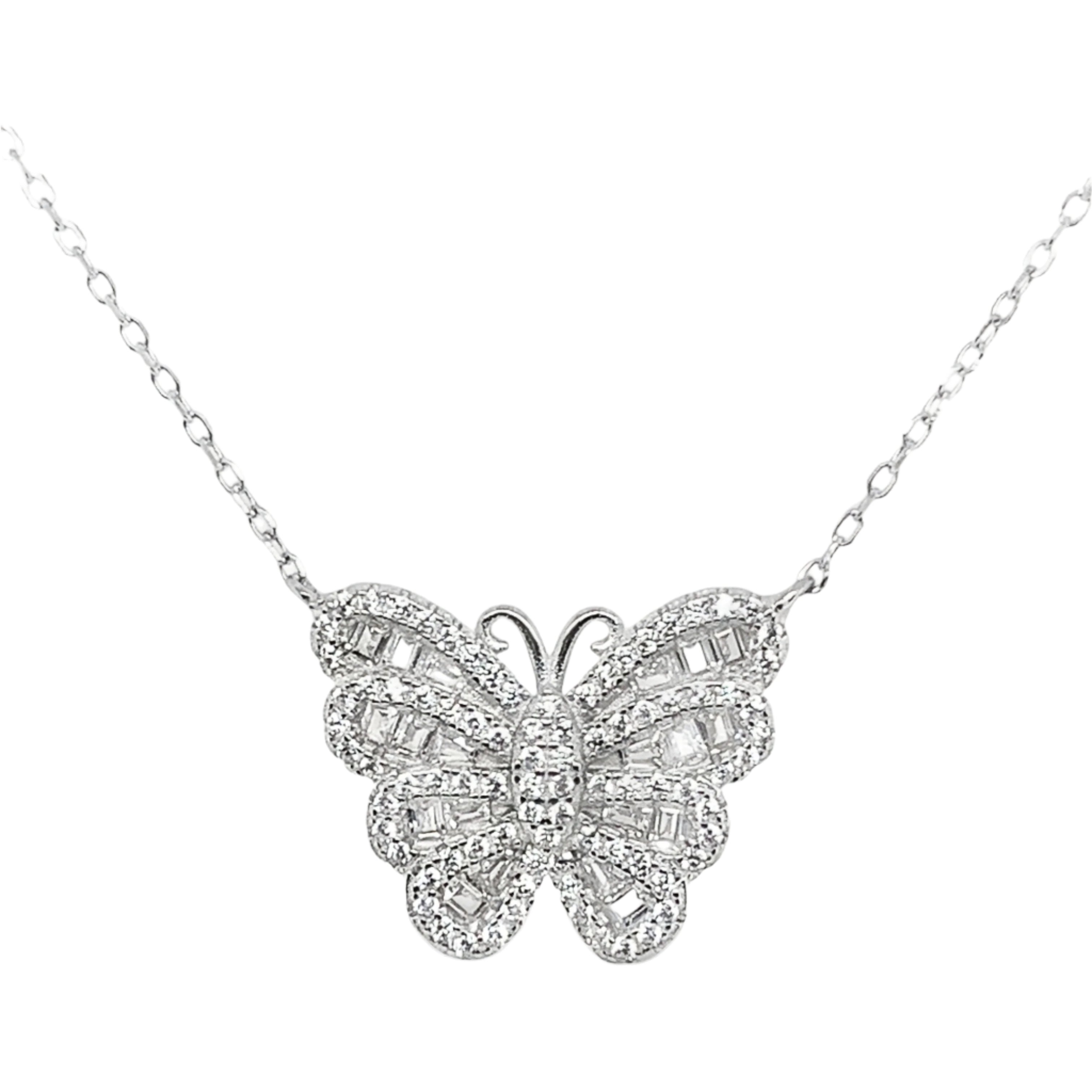 Sterling Silver CZ Butterfly Necklace