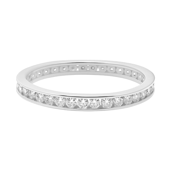 Sterling Silver Moissanite Pave 1.6 CT Eternity Band