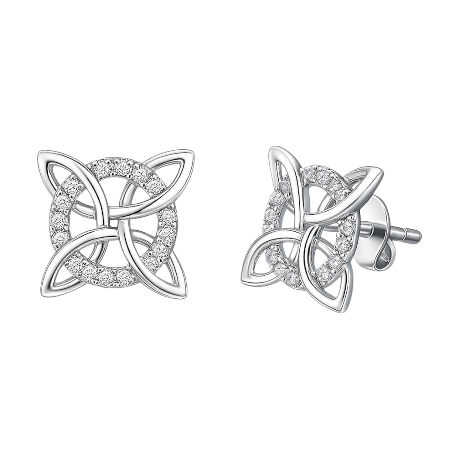 Sterling Silver Quaternary Celtic Knot CZ Studs
