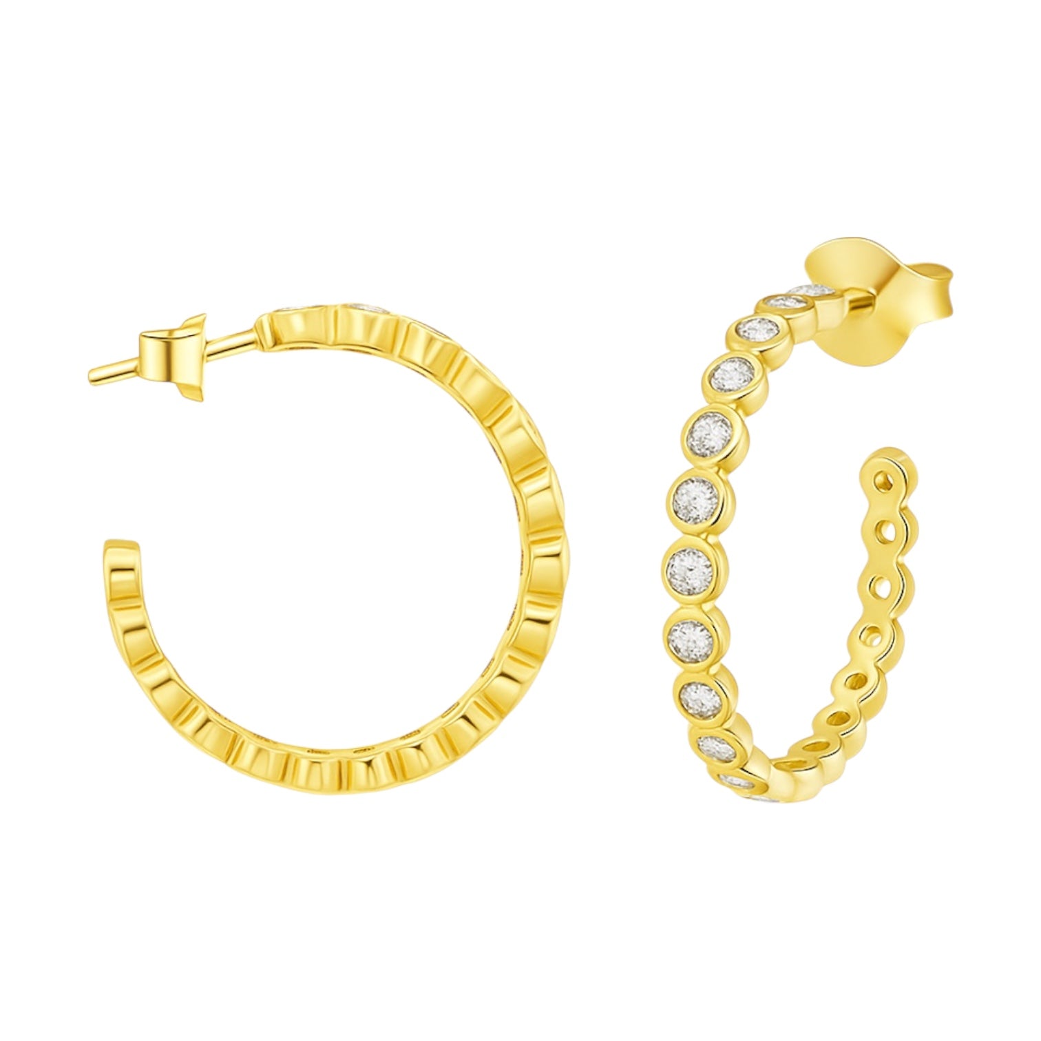 Sterling Silver Moissanite Bubble Nickel Sized (21mm) Open Hoop Earrings