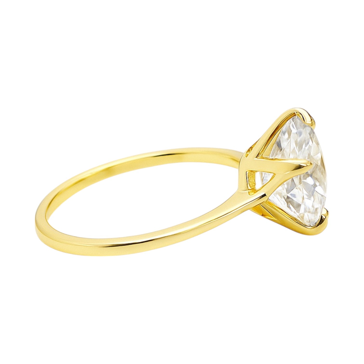 Gold Plated Sterling Silver 4.0CT Round Solitaire Moissanite Ring