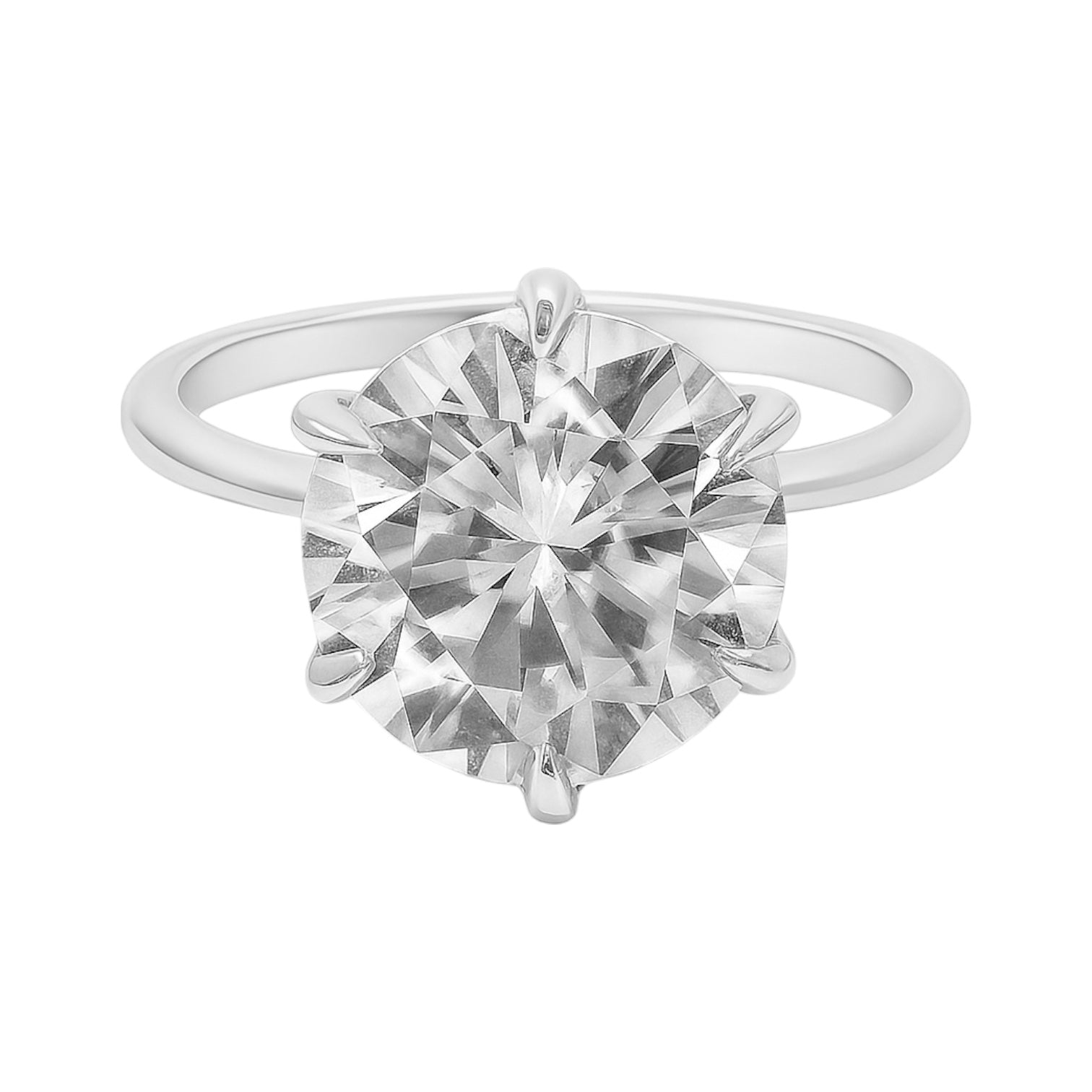 Sterling Silver 4.0CT Round Solitaire Moissanite Ring