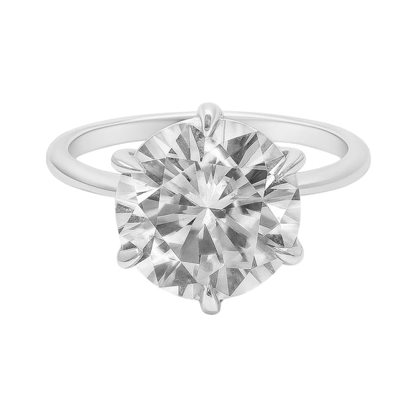 Sterling Silver 4.0CT Round Solitaire Moissanite Ring
