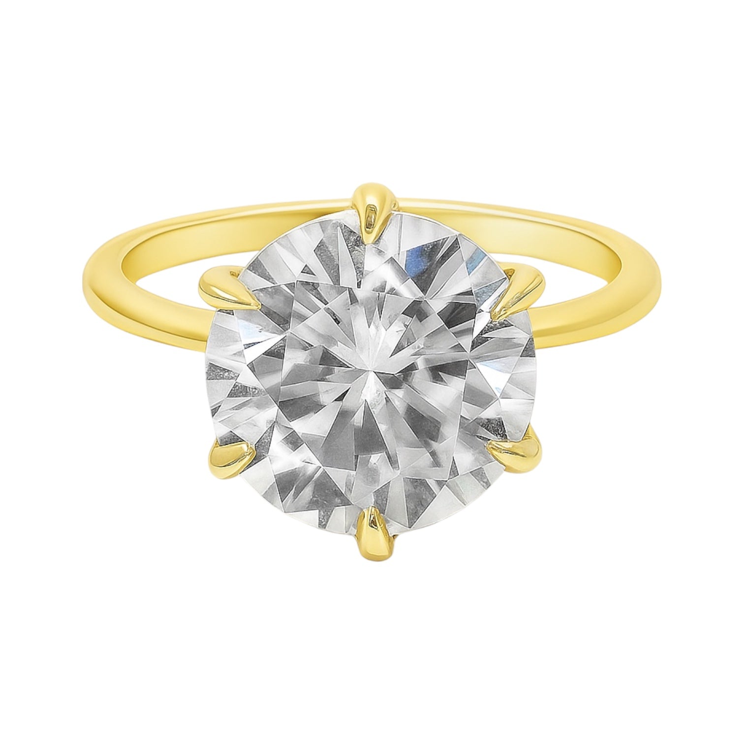 Gold Plated Sterling Silver 4.0CT Round Solitaire Moissanite Ring