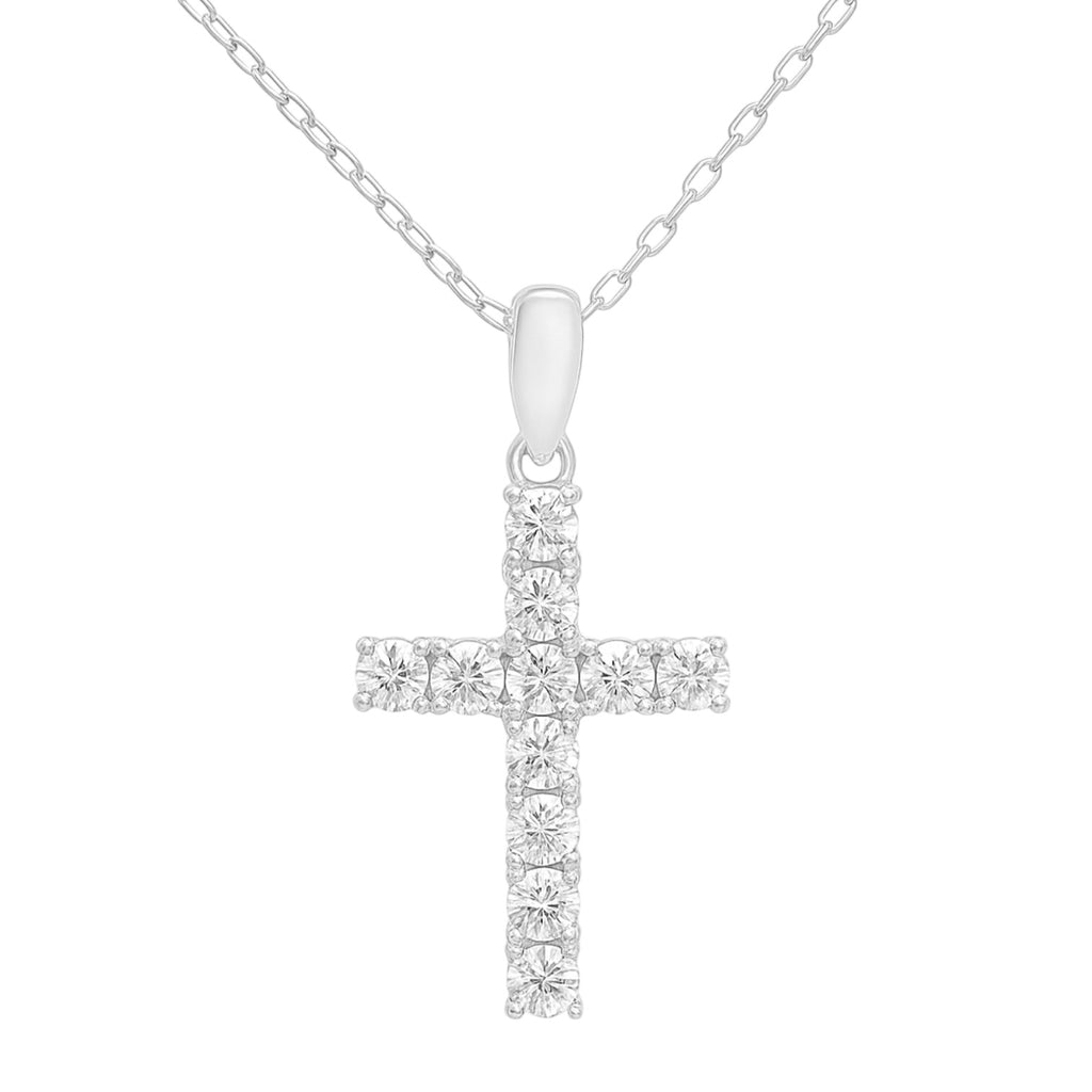Sterling Silver Moissanite Cross Necklace