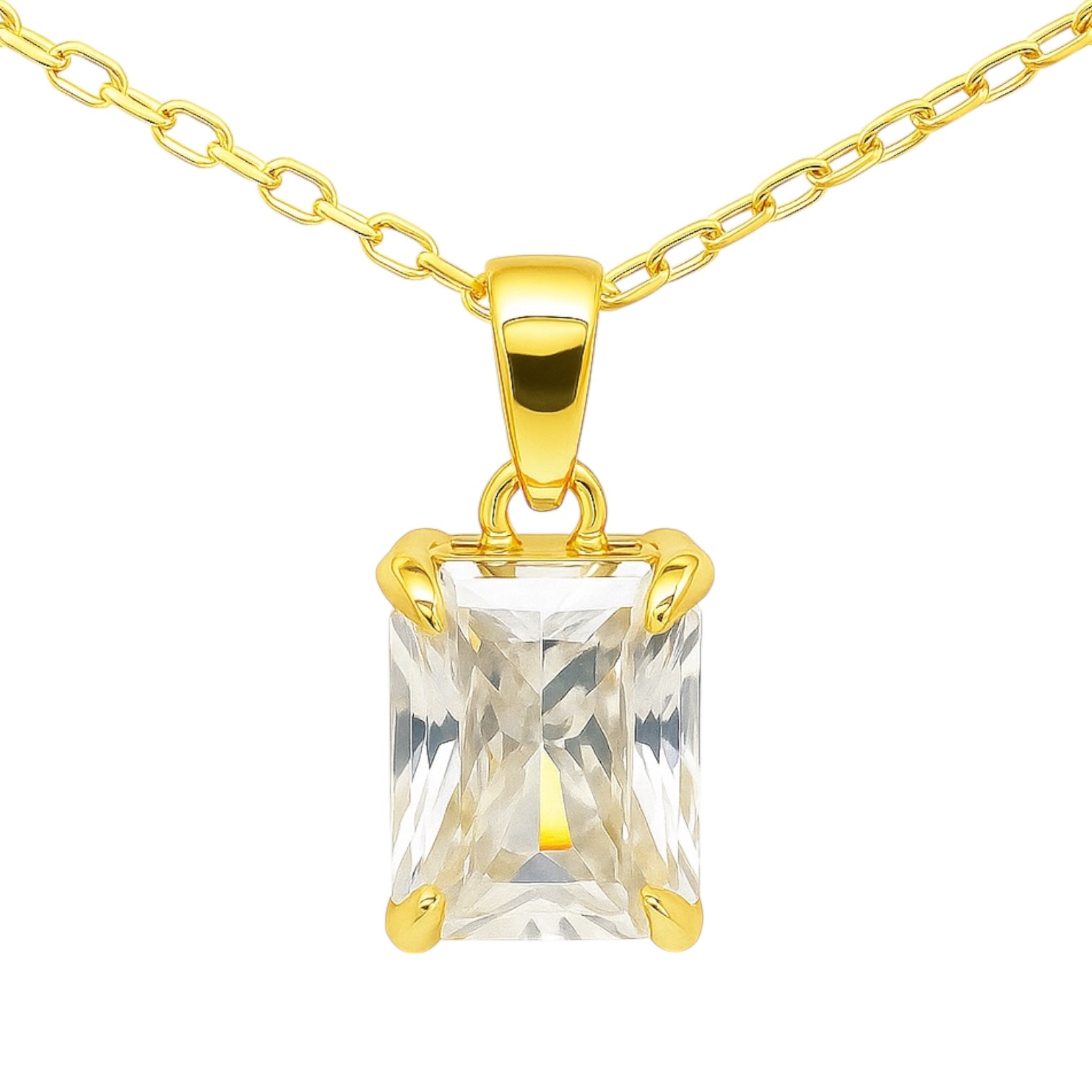 Sterling Silver 3.0CT Radiant Cut Moissanite Necklace