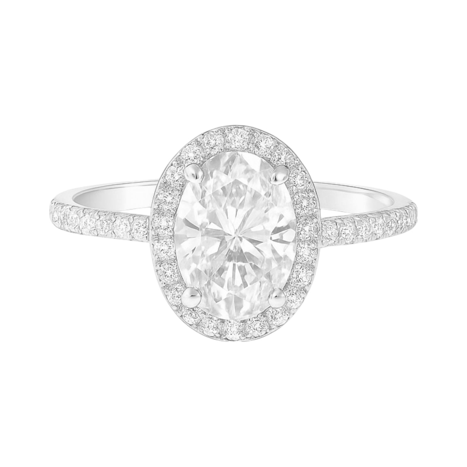 Sterling Silver Oval 6MM*8MM 1.5CT Moissanite W/ Halo Ring