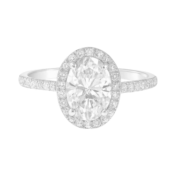 Sterling Silver Oval 6MM*8MM 1.5CT Moissanite W/ Halo Ring