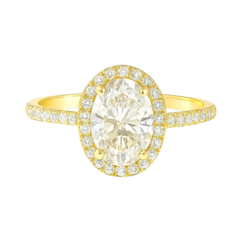 Sterling Silver Oval 6MM*8MM 1.5CT Moissanite W/ Halo Ring