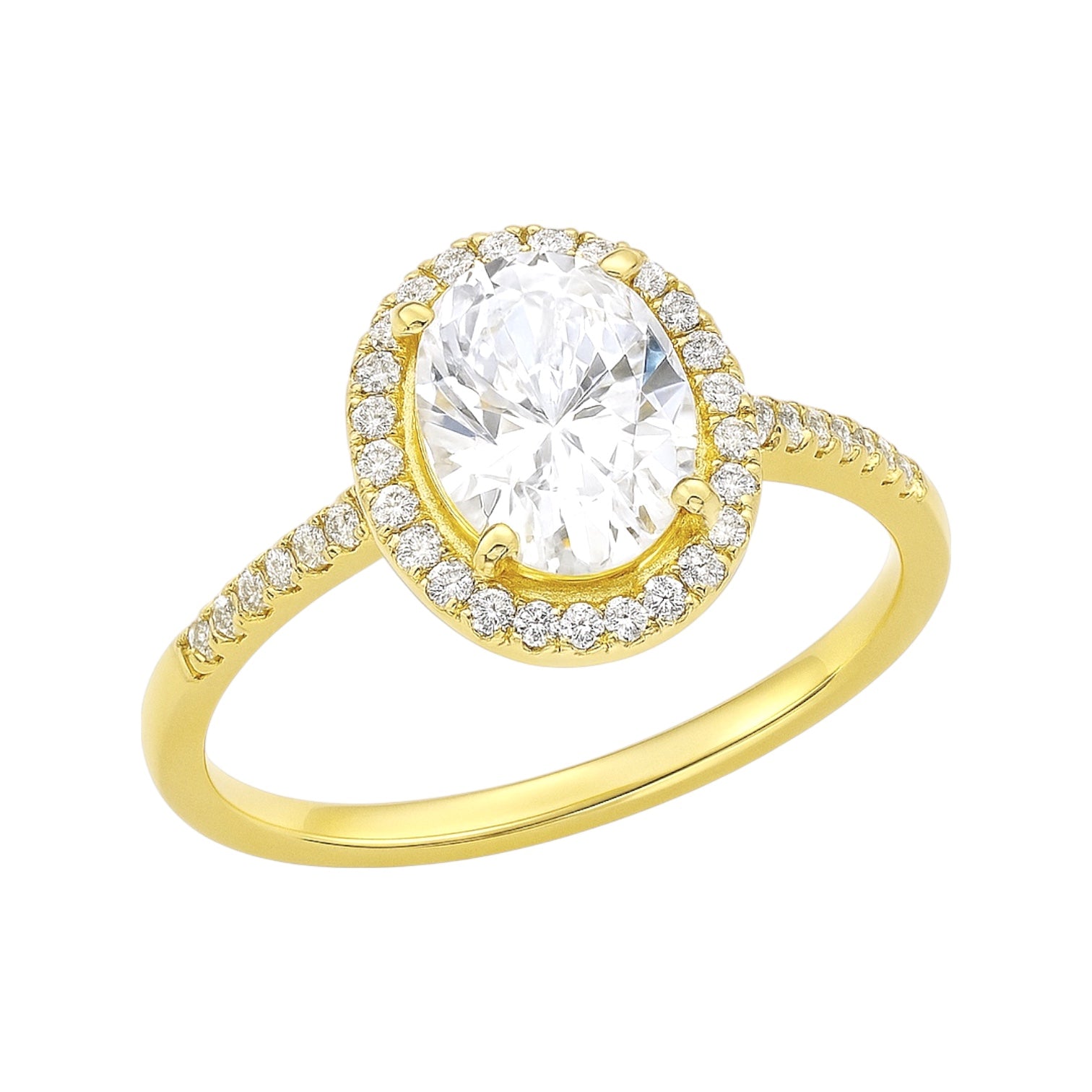 Sterling Silver Oval 6MM*8MM 1.5CT Moissanite W/ Halo Ring