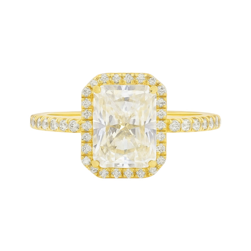 Sterling Silver Emerald Cut 6MM*8MM 2.0CT Moissanite W/ Halo Ring