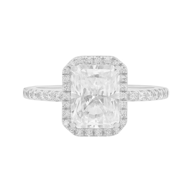 Sterling Silver Emerald Cut 6MM*8MM 2.0CT Moissanite W/ Halo Ring