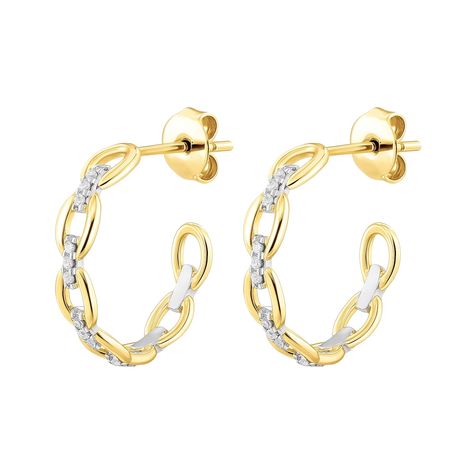 Sterling Silver Moissanite Oval Link Post Hoop Earrings