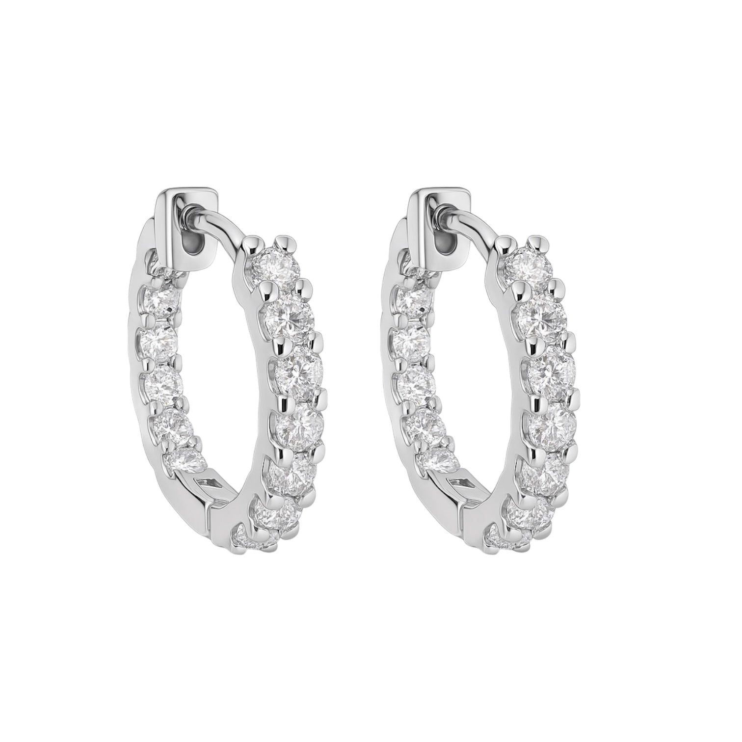 Sterling Silver Small Inside Out CZ Hoop Earrings