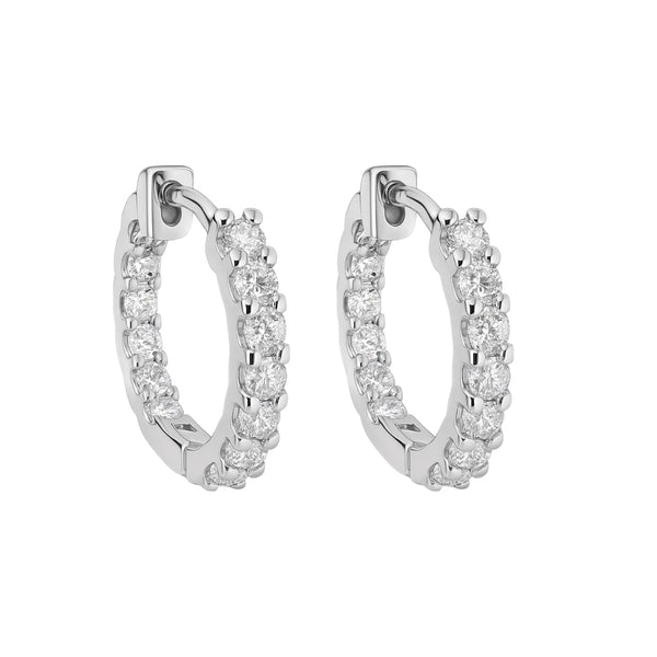 Sterling Silver Small Inside Out CZ Hoop Earrings