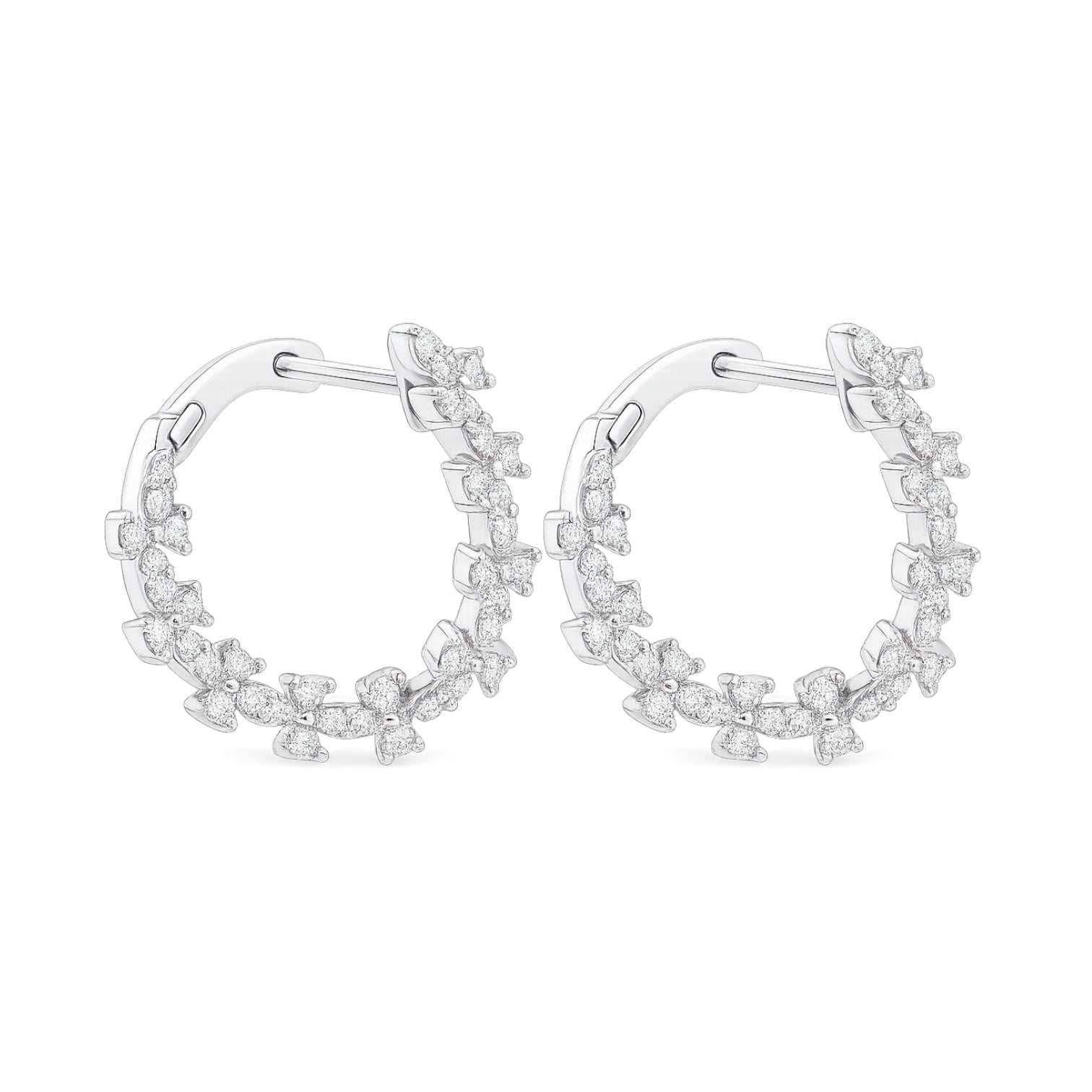 Sterling Silver CZ Cluster Curved Hoop Earrings