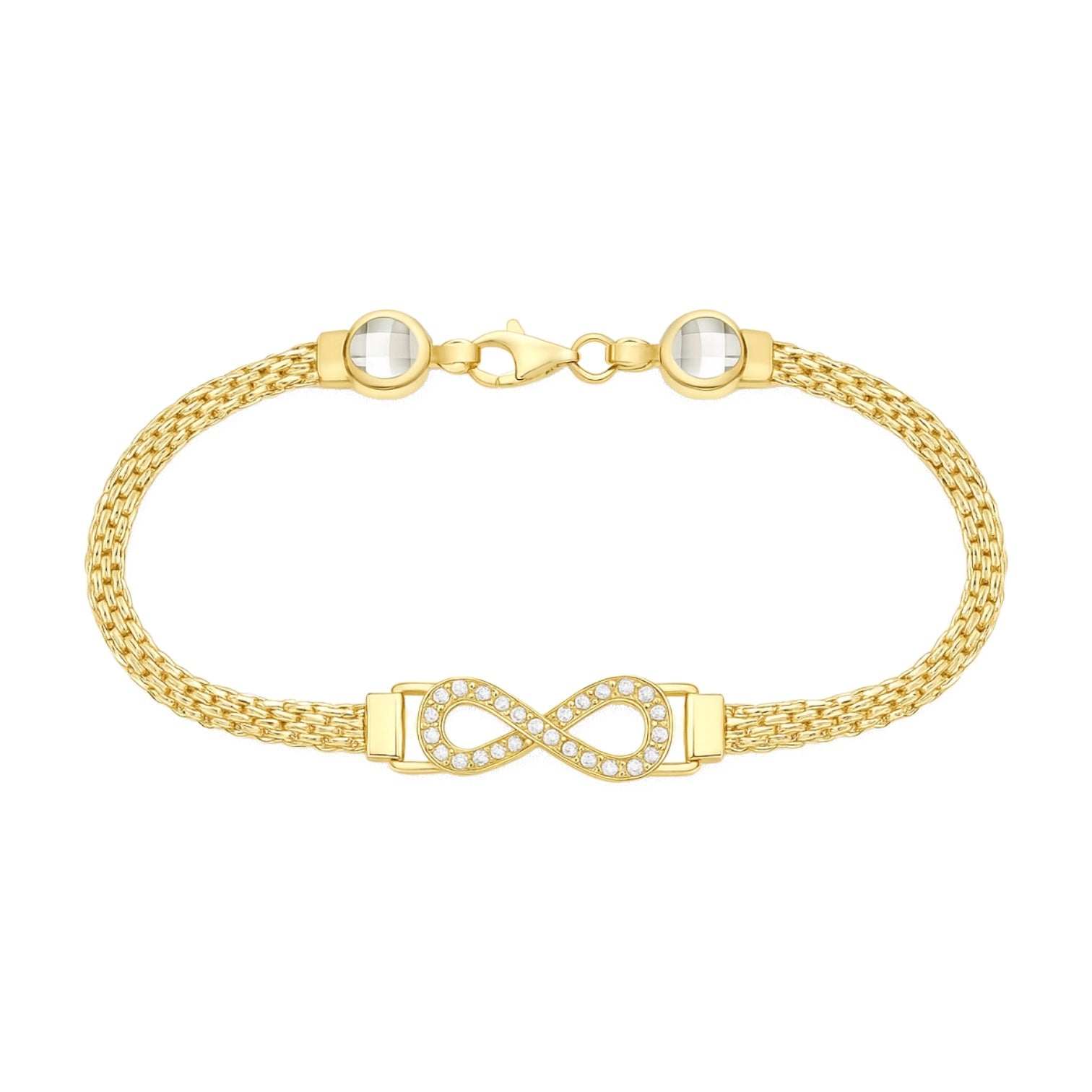 14K Yellow Gold CZ Infinity Mesh Bracelet - 7.5" (5.8 GRAMS)