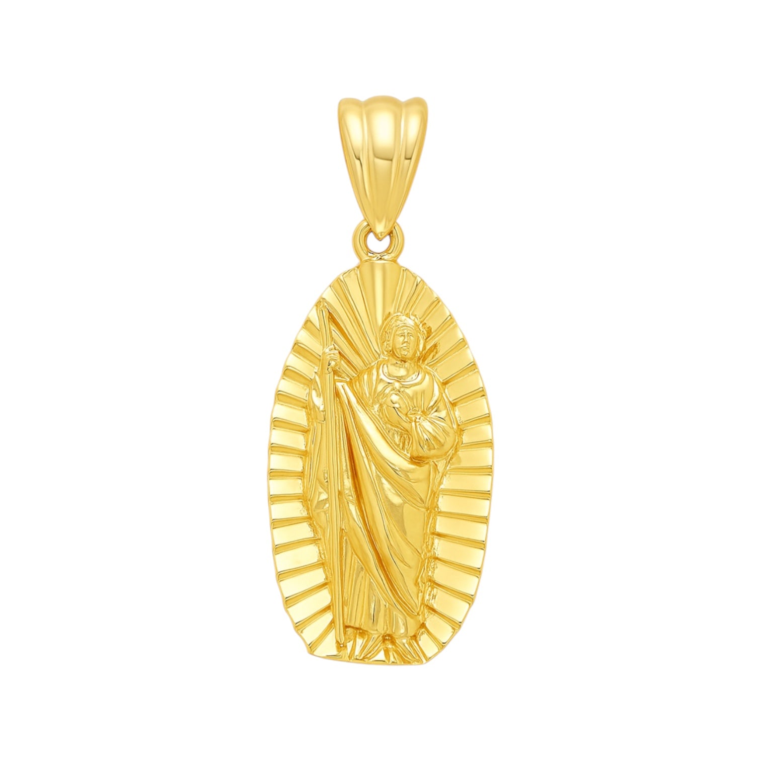 14K Yellow Gold Diamond Cut Saint Jude Pendant