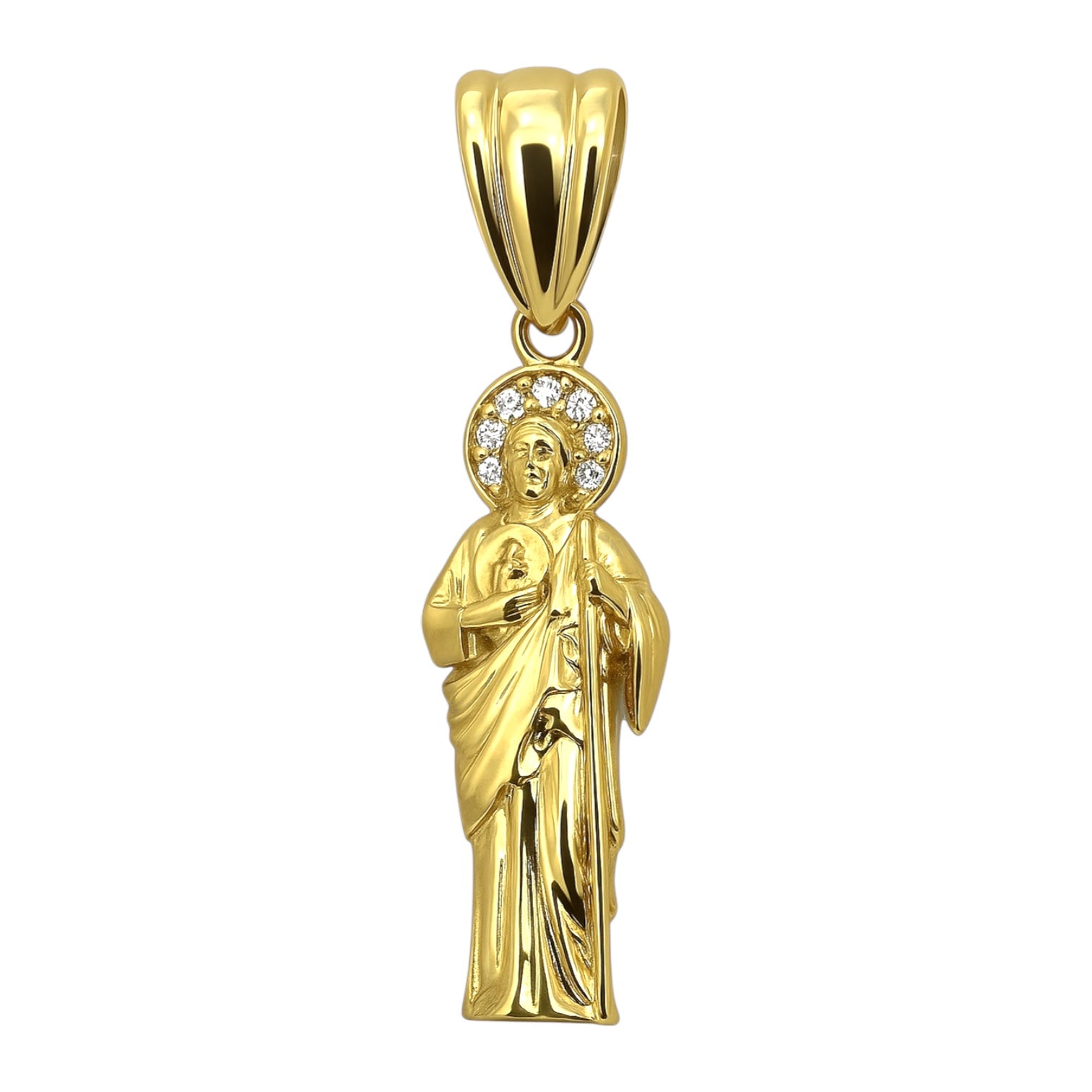14K Yellow Gold CZ Saint Jude Pendant