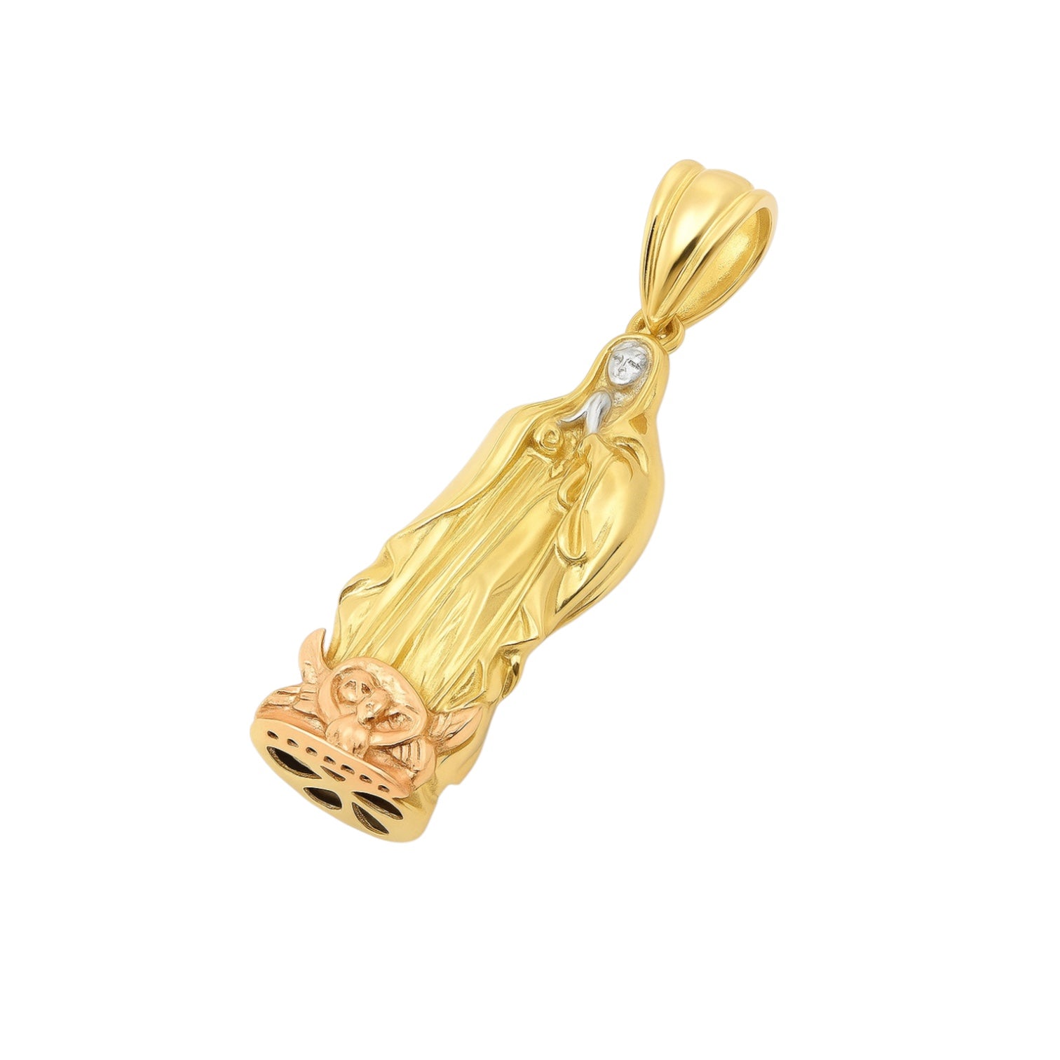 14K Gold Tricolor Virgin Mary Pendant