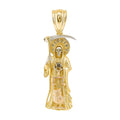 14K Gold Tricolor CZ Santa Muerte Owl Pendant