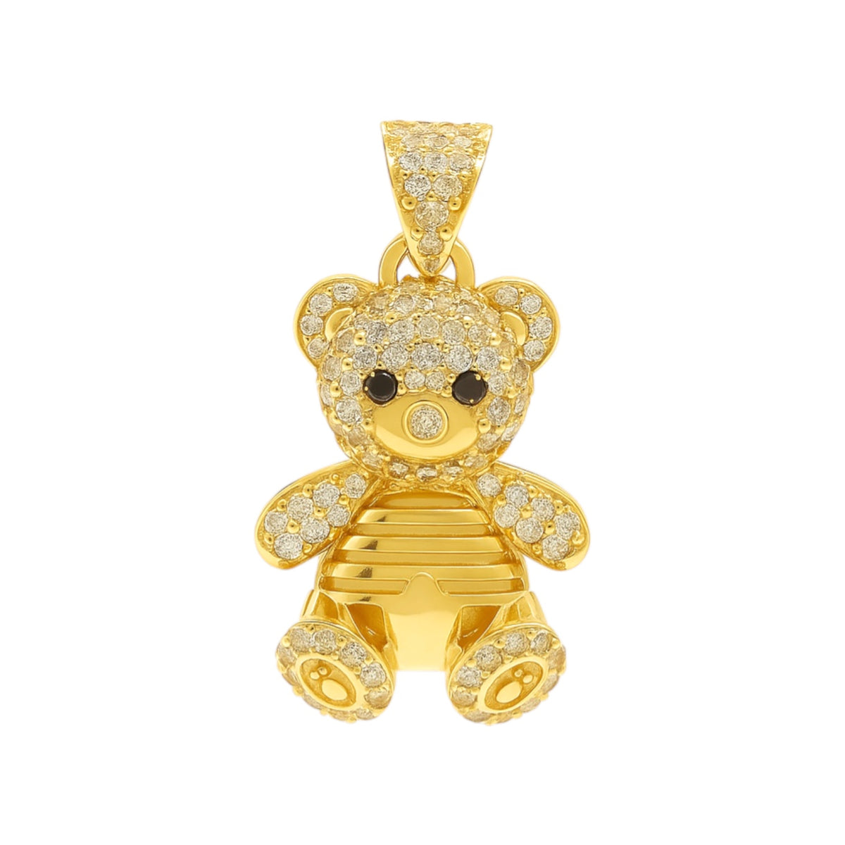 14K Yellow Gold CZ Teddy Bear Pendant (4.0 GRAMS)