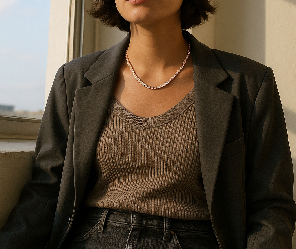 Sterling Silver Moissanite Tennis Chain