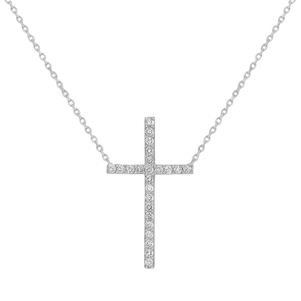 Sterling Silver CZ Cross Necklace
