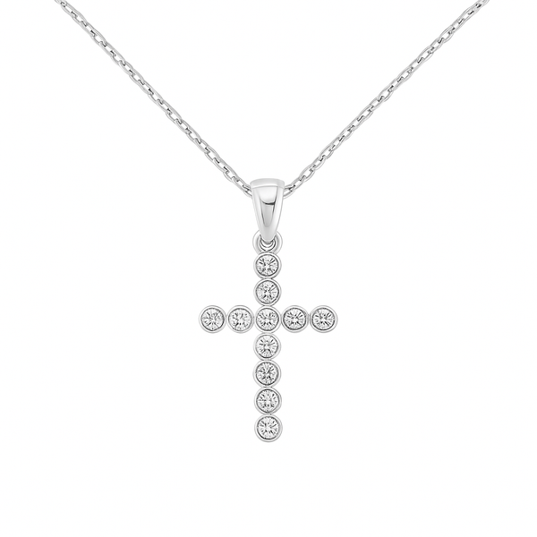 Sterling Silver CZ Bubble Cross Necklace